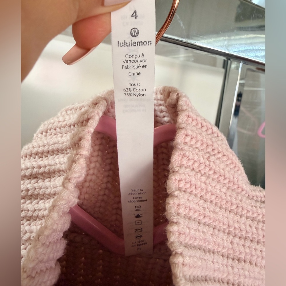 Lululemon Bring The Cozy Chunky Mock Knit Sweater In Pink Size 4 Soft Girl Fall - Picture 8 of 9